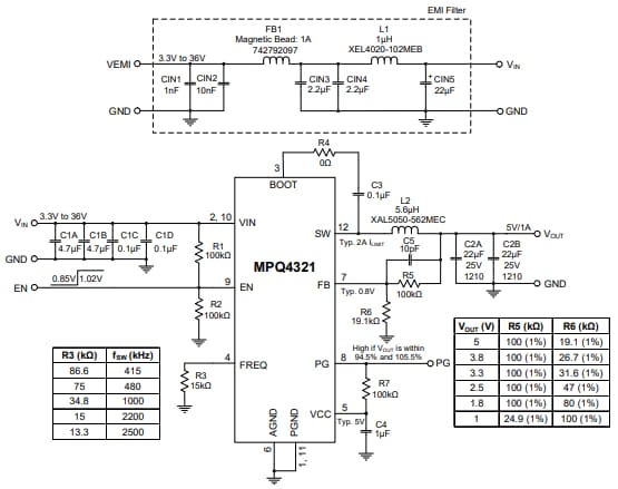Schematic - Monolithic Power Systems (MPS) EVQ4321-D-00A Evaluation Board
